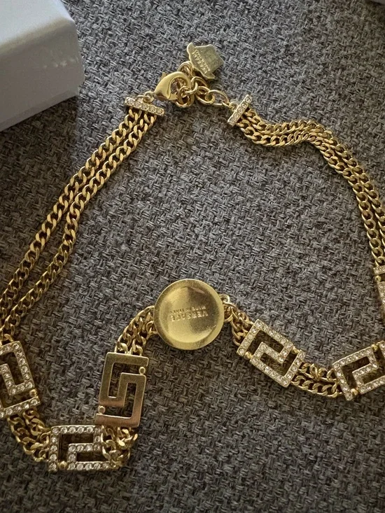 Versace Gold-Tone Medusa Chain Necklace with Greek Key Links - Picture 6 of 11